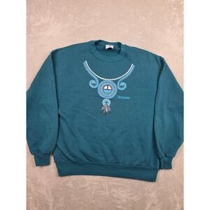 Vintage Jerzees Sweatshirt Adult XL Teal Arizona Native American‎ USA Made *Read